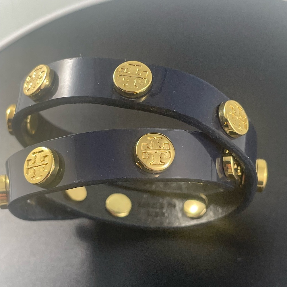 Tory Burch Navy and Gold Studded Bracelet